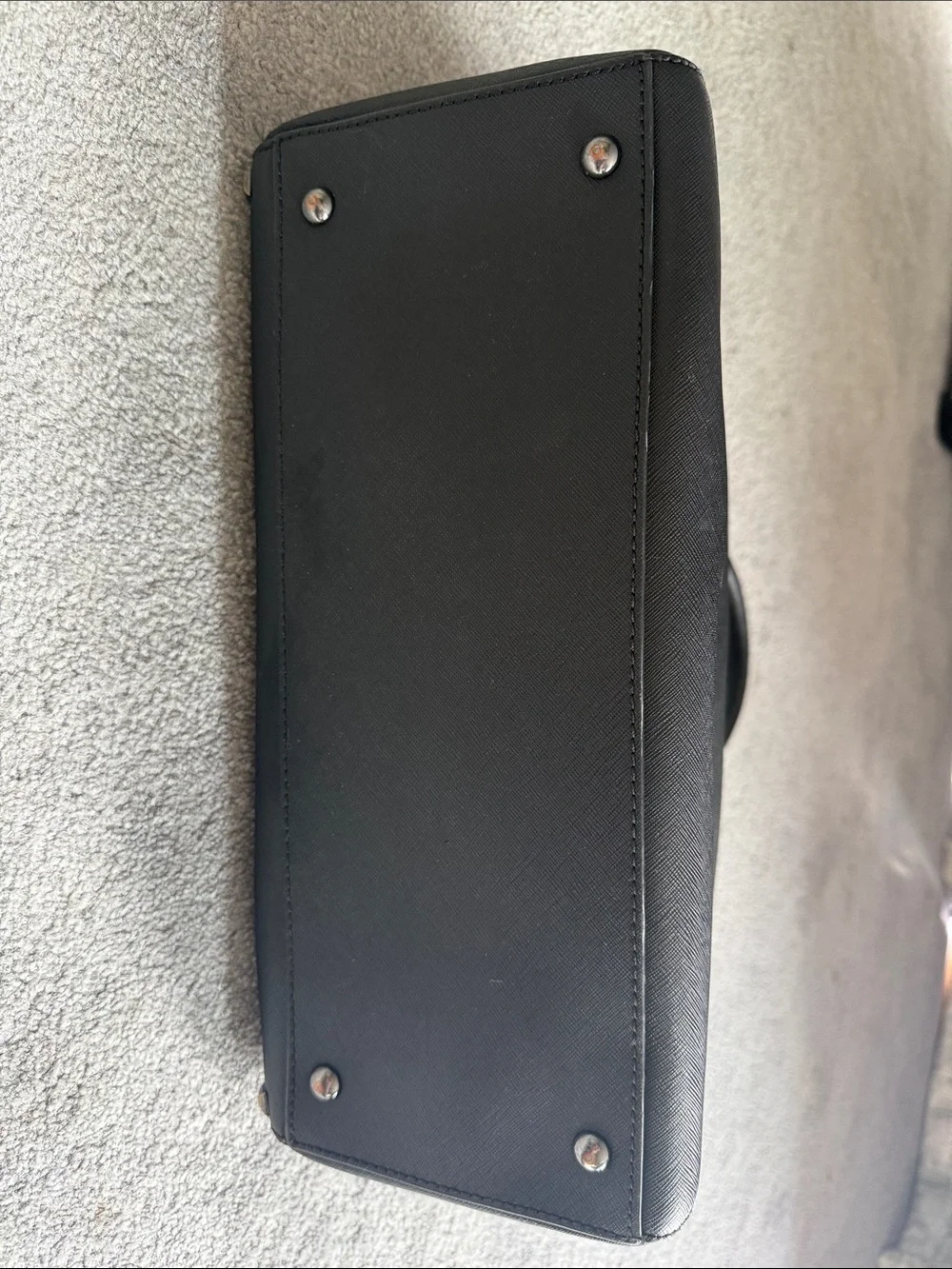 Michael Kors Black Studded Leather Satchel with Silver Hardware